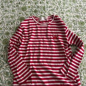 Comme des Garcons Red and White Striped Shirt